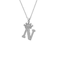 Stainless Steel Copper Simple Style Letter Crown Plating Inlay Zircon Pendant Necklace sku image 14