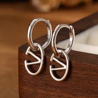 1 Pair Ig Style Simple Style Letter Oval Plating Sterling Silver 18k Gold Plated White Gold Plated Earrings main image 6