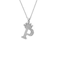 Stainless Steel Copper Simple Style Letter Crown Plating Inlay Zircon Pendant Necklace sku image 16