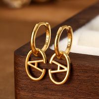 1 Pair Ig Style Simple Style Letter Oval Plating Sterling Silver 18k Gold Plated White Gold Plated Earrings main image 3