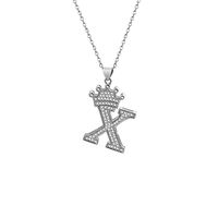 Stainless Steel Copper Simple Style Letter Crown Plating Inlay Zircon Pendant Necklace sku image 24
