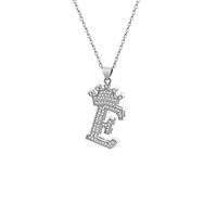 Stainless Steel Copper Simple Style Letter Crown Plating Inlay Zircon Pendant Necklace sku image 5