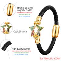 IG Style Casual Star Crown Zircon Stainless Steel Pu Leather Wholesale Italian Charm Bracelets main image 2