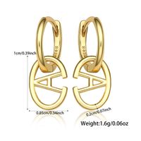 1 Pair Ig Style Simple Style Letter Oval Plating Sterling Silver 18k Gold Plated White Gold Plated Earrings main image 2