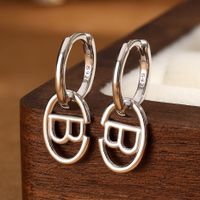 1 Pair Ig Style Simple Style Letter Oval Plating Sterling Silver 18k Gold Plated White Gold Plated Earrings main image 4