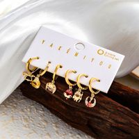Sweet Cartoon Heart Shape Copper 14k Gold Plated Zircon Earrings In Bulk main image 1