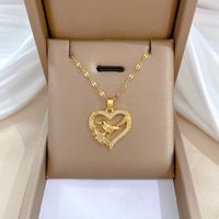 Imitation Pearl Titanium Steel Copper Retro Inlay Devil'S Eye Water Droplets Heart Shape Rhinestones Necklace sku image 16