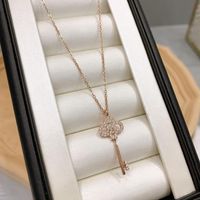 Vintage Style Key Copper 18k Gold Plated Zircon Pendant Necklace In Bulk sku image 2