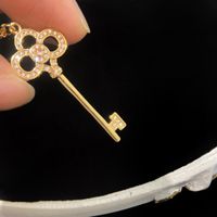 Vintage Style Key Copper 18k Gold Plated Zircon Pendant Necklace In Bulk sku image 3