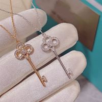 Vintage Style Key Copper 18k Gold Plated Zircon Pendant Necklace In Bulk main image 5