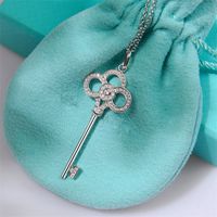 Vintage Style Key Copper 18k Gold Plated Zircon Pendant Necklace In Bulk main image 1