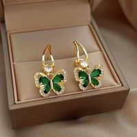 1 Pair Elegant Luxurious Heart Shape Rose Plating Inlay Alloy Zircon 14k Gold Plated Drop Earrings main image 7