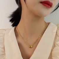 Casual Elegant Modern Style Heart Shape Key Titanium Steel Plating 18k Gold Plated Pendant Necklace main image 3