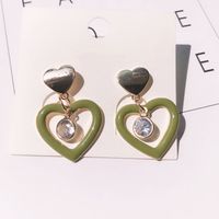 1 Pair Elegant Luxurious Heart Shape Rose Plating Inlay Alloy Zircon 14k Gold Plated Drop Earrings main image 1