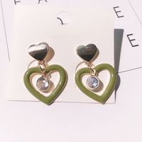 1 Pair Elegant Luxurious Heart Shape Rose Plating Inlay Alloy Zircon 14k Gold Plated Drop Earrings sku image 4