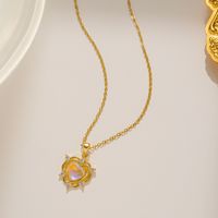 Wholesale Simple Style Heart Shape Titanium Steel Crystal Pendant Necklace sku image 2