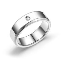 New Titanium Steel Double Beveled High-grade Diamond Ring Couple Ring main image 3