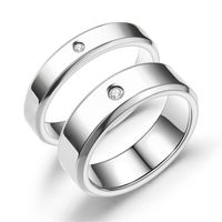 New Titanium Steel Double Beveled High-grade Diamond Ring Couple Ring sku image 10