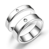 New Titanium Steel Double Beveled High-grade Diamond Ring Couple Ring sku image 3