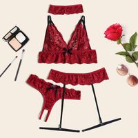 Summer New Three-point Lace Sling Sexy Blouse Open File Four-piece Sexy Lingerie Wholesale Nihaojewelry main image 1