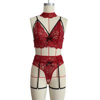Summer New Three-point Lace Sling Sexy Blouse Open File Four-piece Sexy Lingerie Wholesale Nihaojewelry main image 4