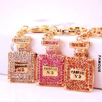 Diamond-studded Ladies Perfume Bottle Metal Pendant Four-leaf Clover Keychain main image 6
