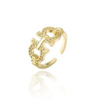 Cross-border Hot Sale Irregular Geometric Ring Opening Design 18k Real Gold Plating Copper Micro Inlaid Ornament Female Ring sku image 1