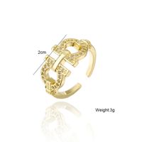 Cross-border Hot Sale Irregular Geometric Ring Opening Design 18k Real Gold Plating Copper Micro Inlaid Ornament Female Ring main image 4