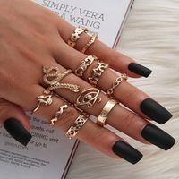 Bohemian Dripping Oil Geometric Ring 11-piece Set Ring main image 1