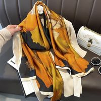 Women's Elegant Flower Satin Printing Silk Scarves main image 1