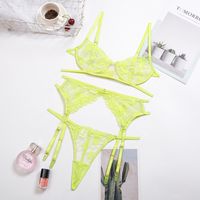Nihaojewelry Wholesale New Embroidery Lace Mesh See-through Underwear Three-piece Suit sku image 2