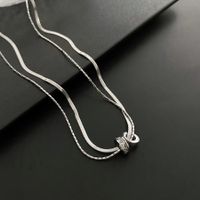 Simple Style Circle Titanium Steel Inlay Zircon Pendant Necklace sku image 1