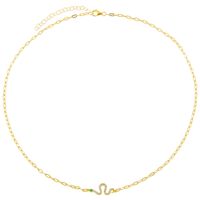 Snake Element Jewelry Real Gold Plated With Zircon Copper Jewellery Necklace Clavicle Chain sku image 12