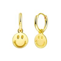 Cross-border Sterling Silver Needle Ins Hot Cute Smiley Earrings Female 18k Electroplated Real Gold Smile Smiley Earrings sku image 1