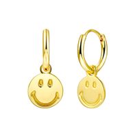 Cross-border Sterling Silver Needle Ins Hot Cute Smiley Earrings Female 18k Electroplated Real Gold Smile Smiley Earrings main image 1