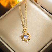 Beautiful Temperament Aurora Love Necklace Korean Style Light Luxury Colorful Crystal Stainless Steel Clavicle Chain Live Broadcast Popular Ornament main image 5