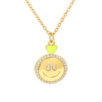 Retro Micro-inlaid Smiley Face Pendant Clavicle Chain Copper Heart Smile Color Pendant Necklace main image 4