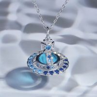 Fashion Starry Sky Universe Creative Planet Necklace Full Diamond Saturn Clavicle Chain Four Seasons All-match Little Fairy Ornament main image 4