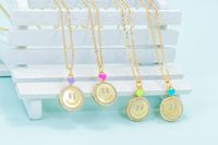 Retro Micro-inlaid Smiley Face Pendant Clavicle Chain Copper Heart Smile Color Pendant Necklace main image 6