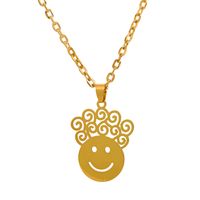 Cross-border New Couple Smiley Face Necklace Boy Girl Necklace Creative Hollow Clavicle Chain sku image 1