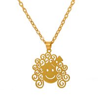 Cross-border New Couple Smiley Face Necklace Boy Girl Necklace Creative Hollow Clavicle Chain sku image 2