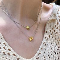 Smiley Love Necklace Temperament Simple Peach Heart Clavicle Chain main image 2