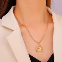 Cross-border New Couple Smiley Face Necklace Boy Girl Necklace Creative Hollow Clavicle Chain main image 6
