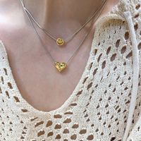Smiley Love Necklace Temperament Simple Peach Heart Clavicle Chain main image 5