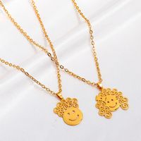 Cross-border New Couple Smiley Face Necklace Boy Girl Necklace Creative Hollow Clavicle Chain main image 2