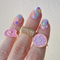 Fashion Letter Howdy Popular Dripping Copper Flower Ring main image 4