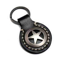 Simple Hand-stitched Five-pointed Star Leather Keychain Creative Personality Fashion Gift Trend Car Key Pendant sku image 1