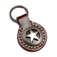 Simple Hand-stitched Five-pointed Star Leather Keychain Creative Personality Fashion Gift Trend Car Key Pendant sku image 2