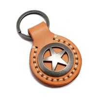 Simple Hand-stitched Five-pointed Star Leather Keychain Creative Personality Fashion Gift Trend Car Key Pendant sku image 3