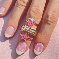Fashion Letter Howdy Popular Dripping Copper Flower Ring main image 3